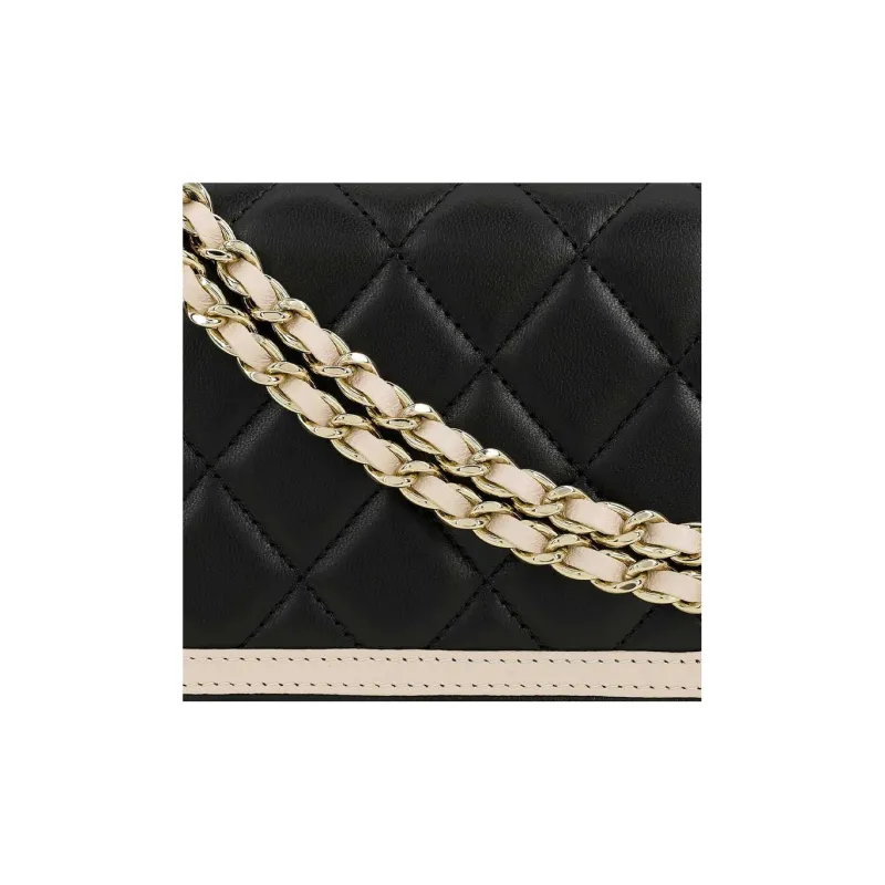 CHANEL Lambskin Mini Bag, Crossbody Bag, Shoulder Bag Women's Black & Beige-5