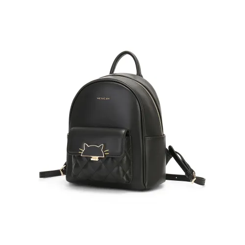 MEXICAN Polyurethane Backpack Regular Women's Black/Ecru