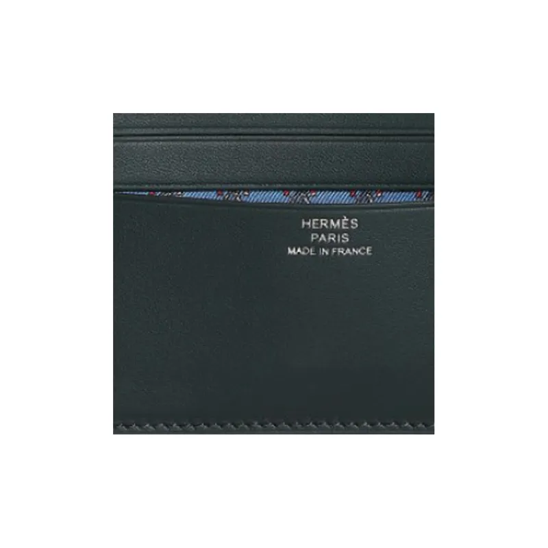 HERMES Citizen Twill Swift Calfskin Card Holder Regular Men's Green-2