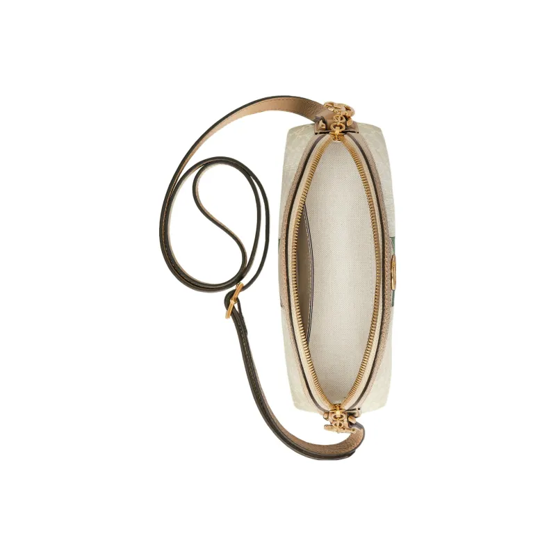 GUCCI Ophidia Canvas With Leather Canvas Bag Crossbody Bag Small Size Women's Beige/White-4