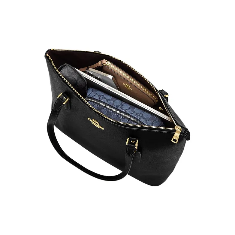 COACH Gallery Leather Tote Bag Shopping Bag Handbag Shoulder Bag Women's Black-2