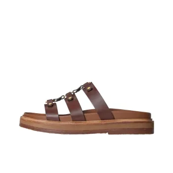 CELINE Rubber Sole Odor-Resistant Slide Slippers Women's Brown
