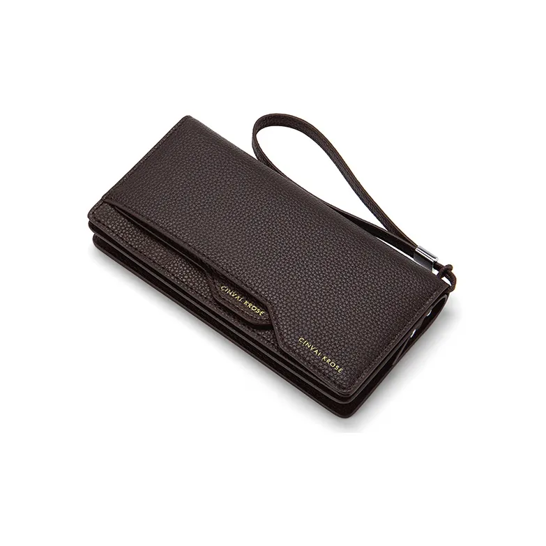 Simvay Clos Cow Leather With Synthetic Leather Coin Purse 2 in 1 Clutch Wallet Card Holder Wallet Men's Black/Coffee-8