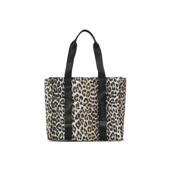 GANNI Recycled Polyester Tote Bag Shopping Bag Shoulder Bag Handbag Medium Size Women's Black