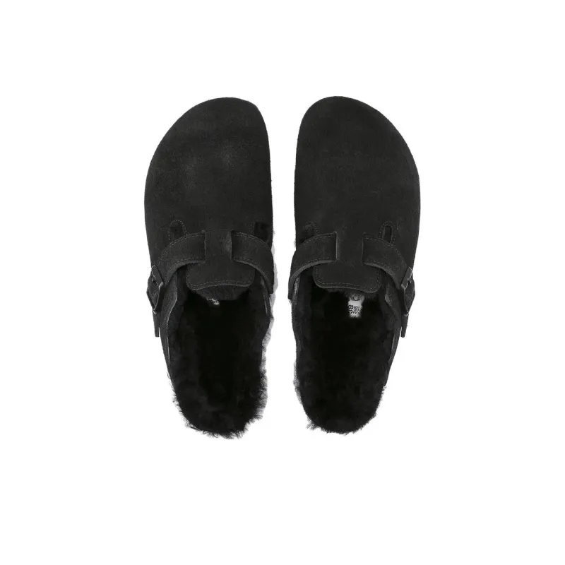 Birkenstock Boston Shearling Suede 'Black'-3
