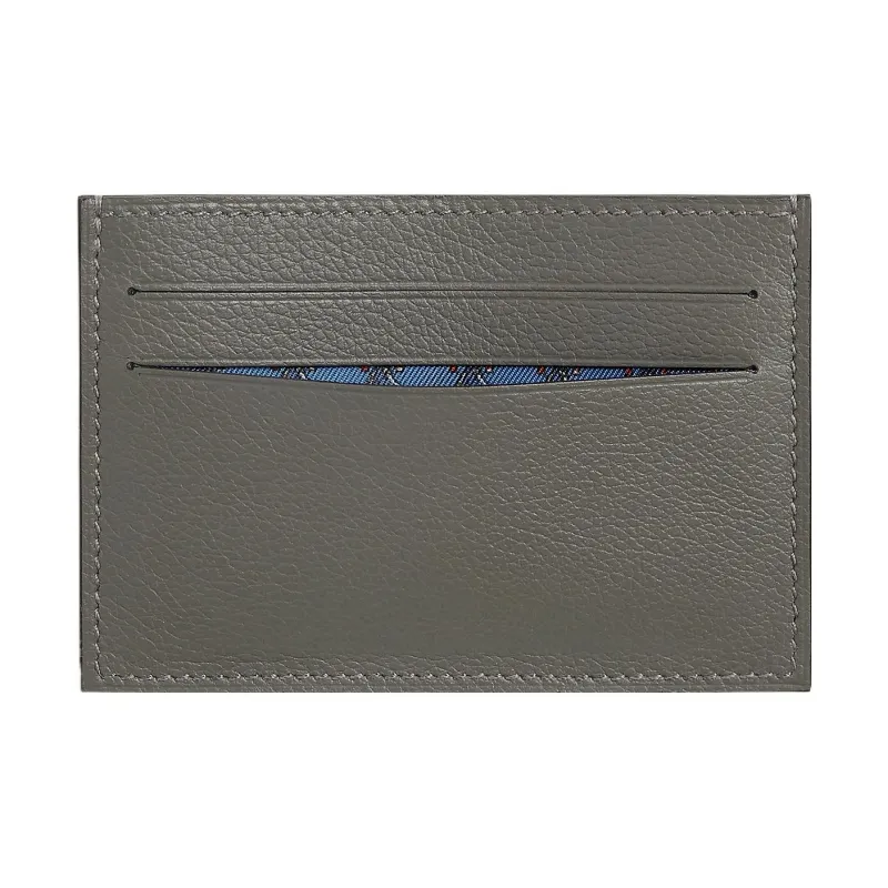 HERMES Citizen Twill Evergrain Calfskin Card Holder Regular Unisex Mauve Gray-1