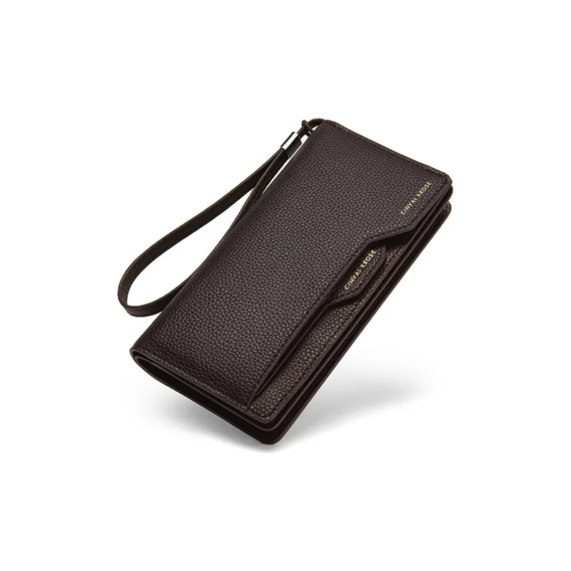 Simvay Clos Cow Leather With Synthetic Leather Coin Purse 2 in 1 Clutch Wallet Card Holder Wallet Men's Black/Coffee-7