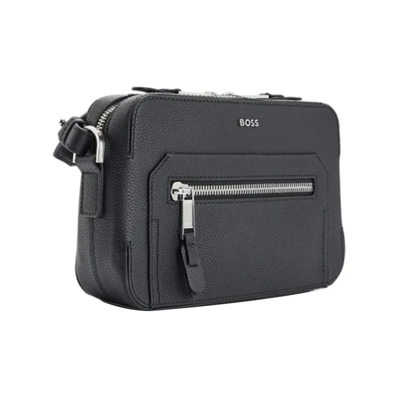HUGO BOSS Cow Leather Reporter Bag Crossbody Bag Shoulder Bag Men's Black-1