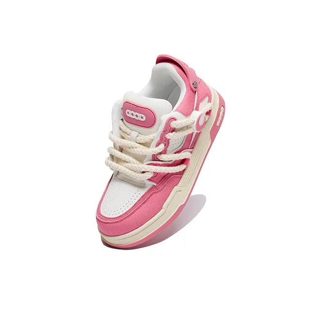 GOODBRAND Height Increasing Abrasion Resistant Slip Resistant Mid Top Skateboard Shoes Unisex Cherry Blossom Pink-5