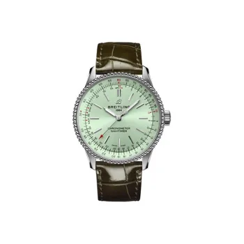 BREITLING Automatic Mechanical Movement Women's Watch 35mm Green Dial Stainless Steel Case Leather Strap