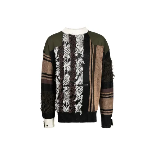 Sacai Sweaters Men Brown Green