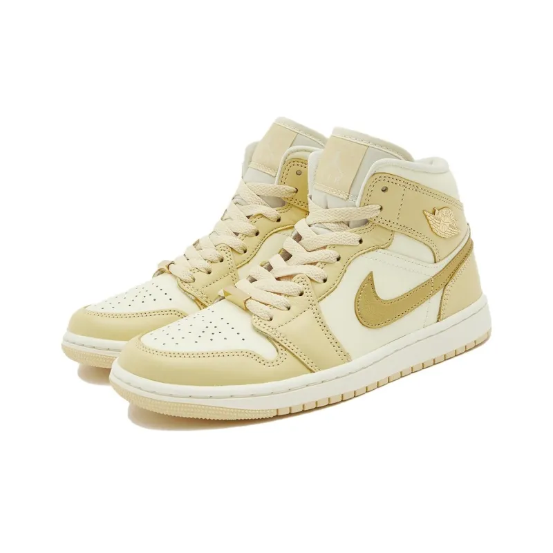 Jordan 1 Mid Se Pale Vanilla Metallic Gold Women's-1