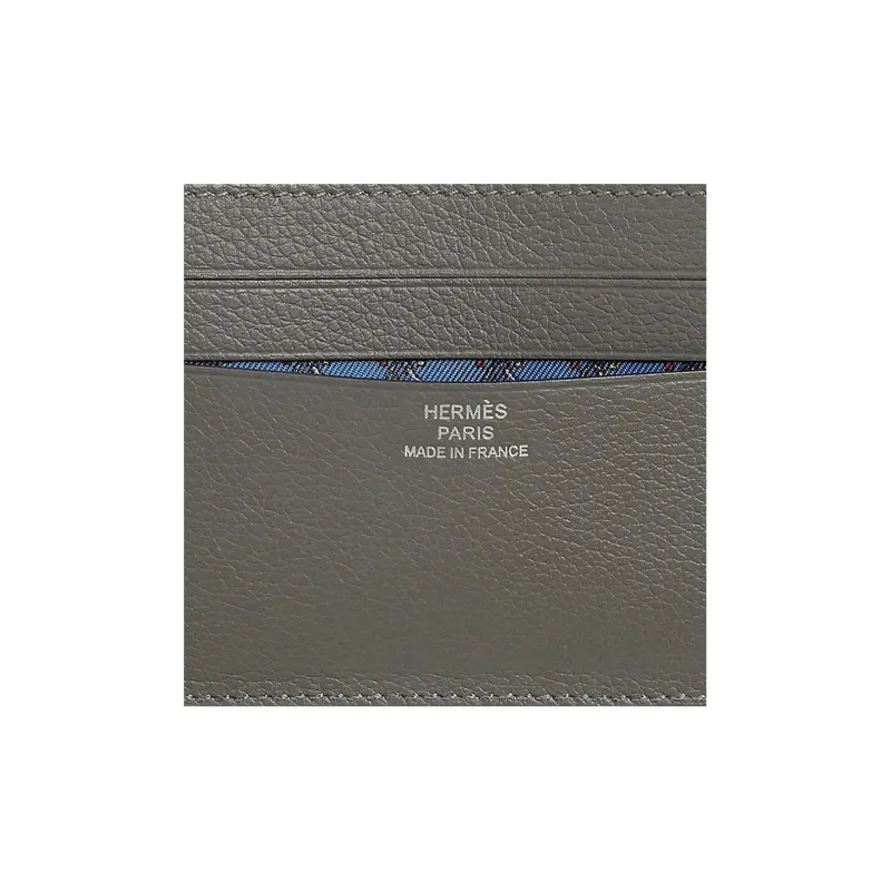 HERMES Citizen Twill Evergrain Calfskin Card Holder Regular Unisex Mauve Gray-2