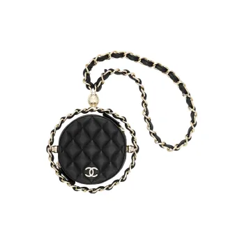 CHANEL 22c Early Spring Lambskin Clutch, Coin Purse, Shoulder Bag, Crossbody Bag Women's Black