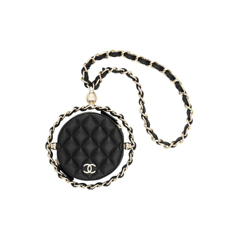 CHANEL 22c Early Spring Lambskin Clutch, Coin Purse, Shoulder Bag, Crossbody Bag Women's Black-0