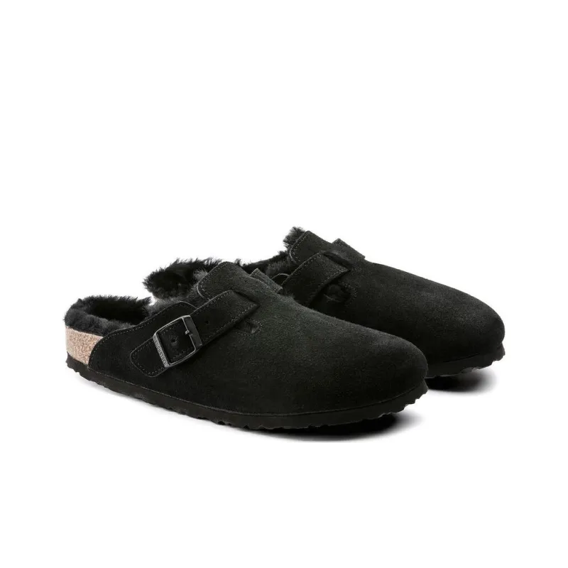 Birkenstock Boston Shearling Suede 'Black'-2