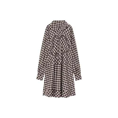 KENZO Gingham-Check Ruffle Hem Midi Dress