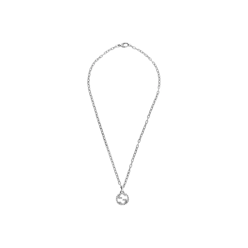 GUCCI Sterling Silver Interlocking G Necklace-1