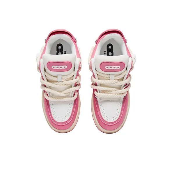 GOODBRAND Height Increasing Abrasion Resistant Slip Resistant Mid Top Skateboard Shoes Unisex Cherry Blossom Pink-6