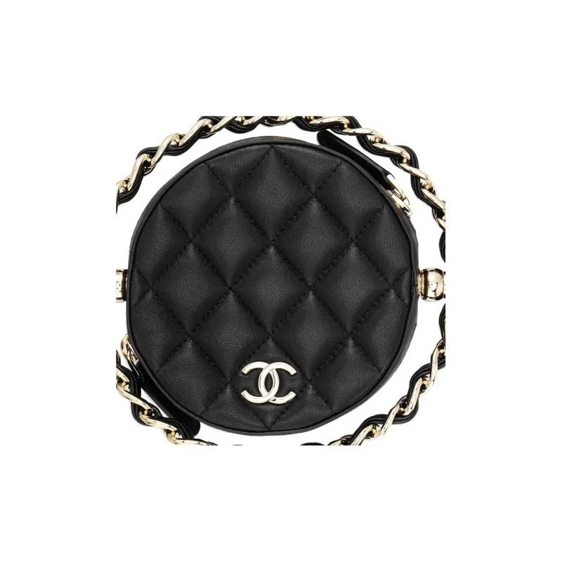 CHANEL 22c Early Spring Lambskin Clutch, Coin Purse, Shoulder Bag, Crossbody Bag Women's Black-5