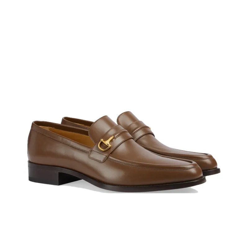 GUCCI Horsebit Loafers Men's Brown-2