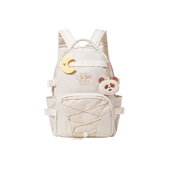 Sound For Life Polyester Backpack Large Size Women's Ecru-0