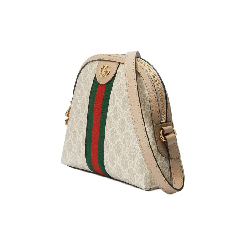 GUCCI Ophidia Canvas With Leather Canvas Bag Crossbody Bag Small Size Women's Beige/White-1