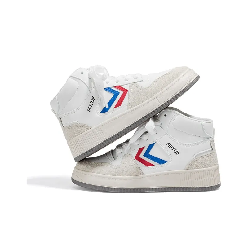 Feiyue Anti-Slip And Wear-Resistant Breathable High-Top Skateboard Shoes Unisex White Red Blue-4