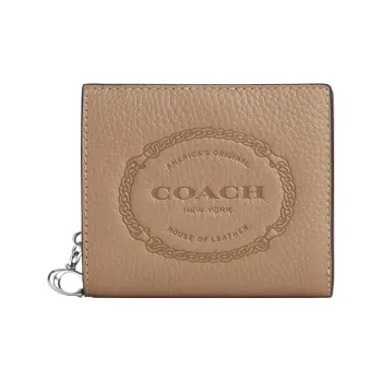 COACH Heritage Pebbled Leather Coin Purse Wallet Regular Women's Milk Tea