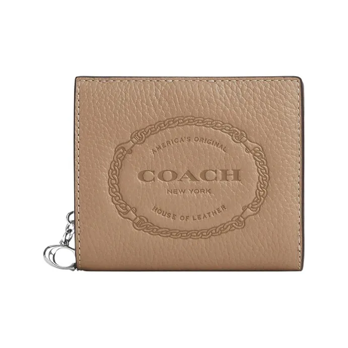 COACH Heritage Pebbled Leather Coin Purse Wallet Regular Women's Milk Tea-0