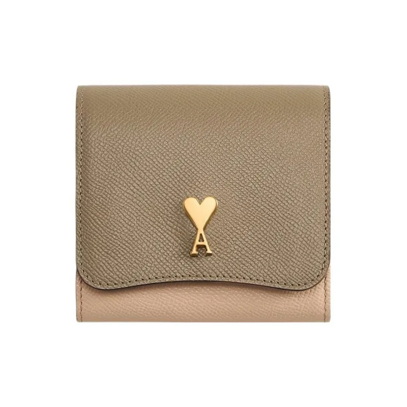 AMIPARIS Grained Leather Wallet Regular Women's Taupe-0