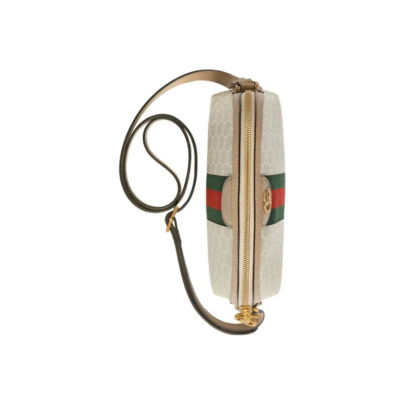 GUCCI Ophidia Canvas With Leather Canvas Bag Crossbody Bag Small Size Women's Beige/White-3