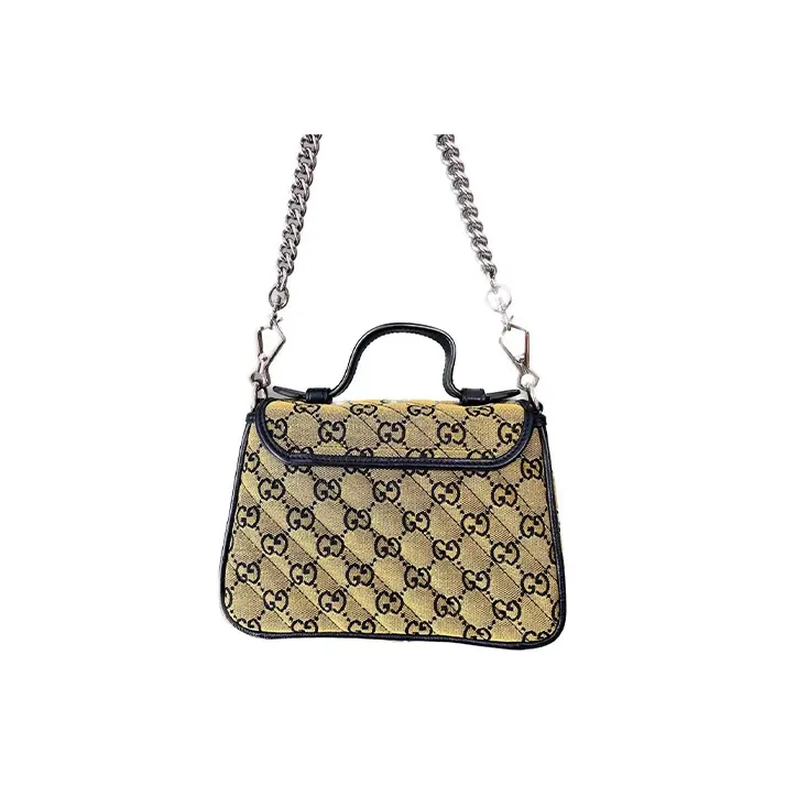 GUCCI GG Marmont Canvas With Leather Canvas Bag Shoulder Bag Crossbody Bag Handbag Mini Women's Brown/Black-1
