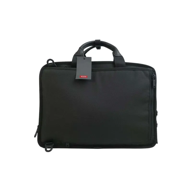 TUMI Elastic Nylon With Cow Leather Briefcase Portable One Shoulder Crossbody Laptop Bag Large Size Men's Black-1