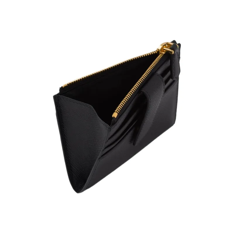 PRADA Saffiano Leather Wallet Card Clip Card Holder Women's Black-2