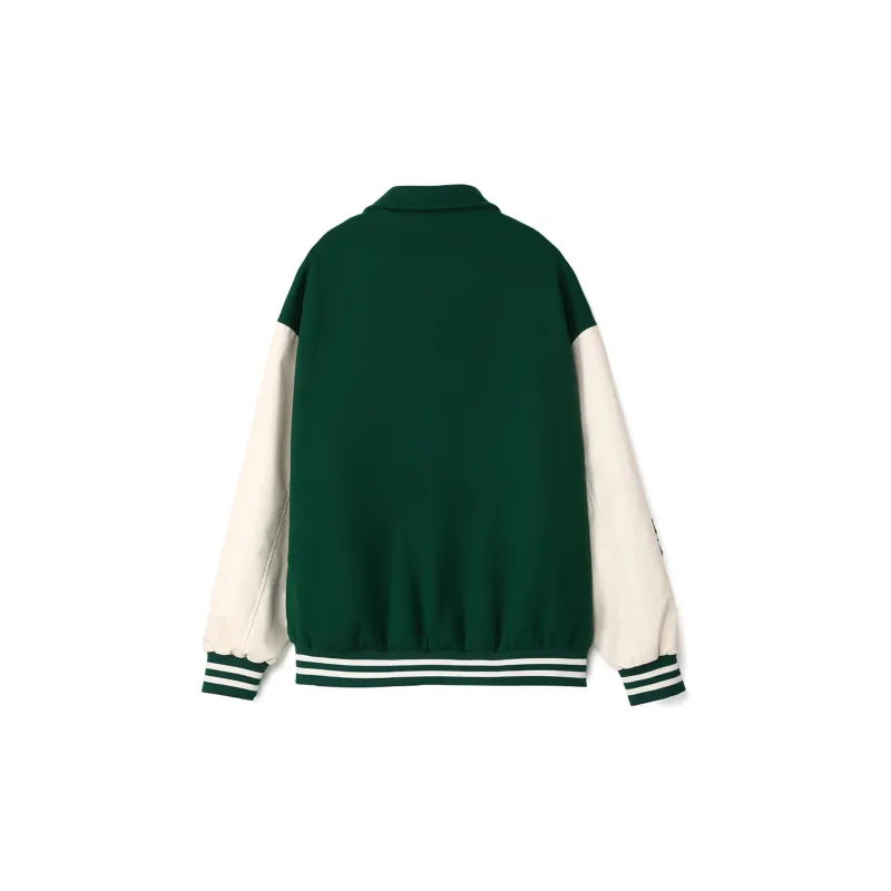 STANAIR Letter Embroidered Drop Shoulder Loose Fit Baseball Jacket Unisex-8