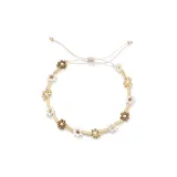 Mini Small Flower Rope Bracelet-White+Gold