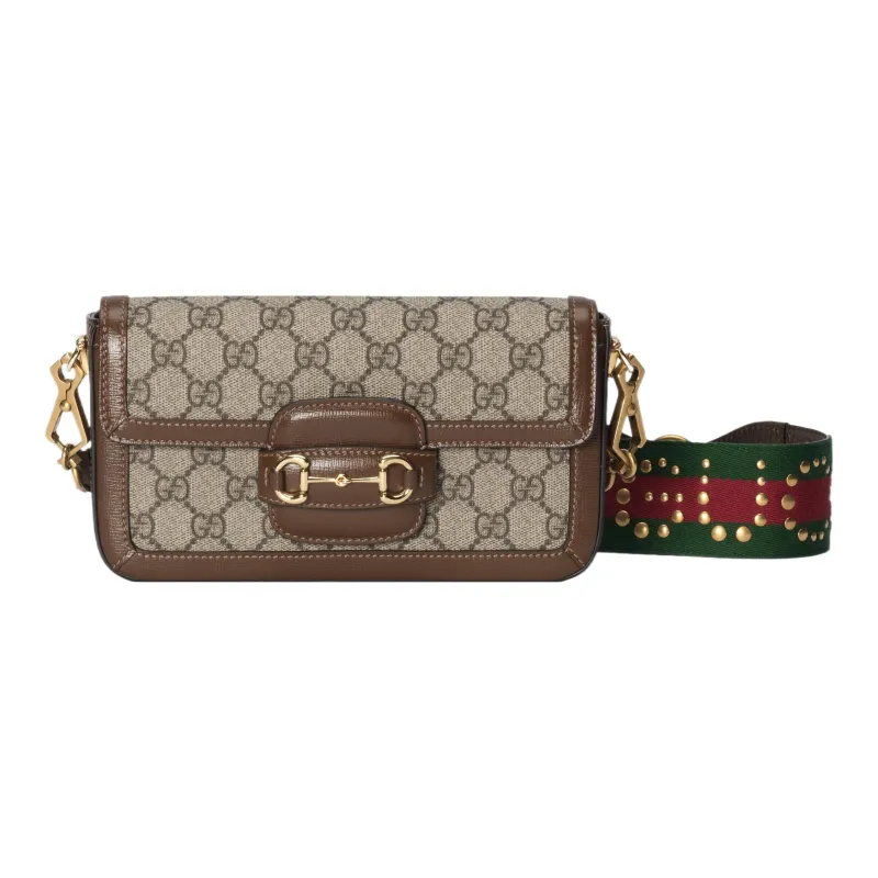 GUCCI Canvas With Leather Bag Straps Women's Brown-2