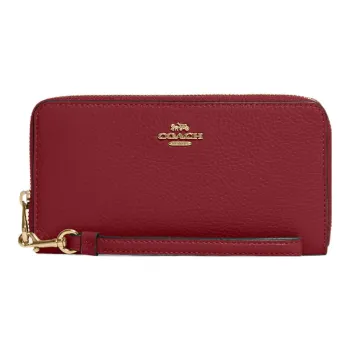 COACH Zip Around Leather Clutch Coin Purse Wallet Small Size Women's Red