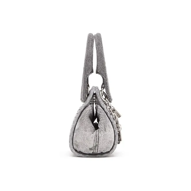 DIESEL Denim Shoulder Bag, Crossbody Bag, Handbag Extra Mini Women's Black Gray-1