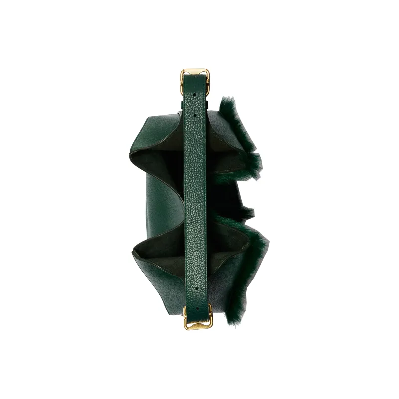 Burberry Goatskin Combined With Calfskin Handbag Shoulder Bag Women's Vine Green-3