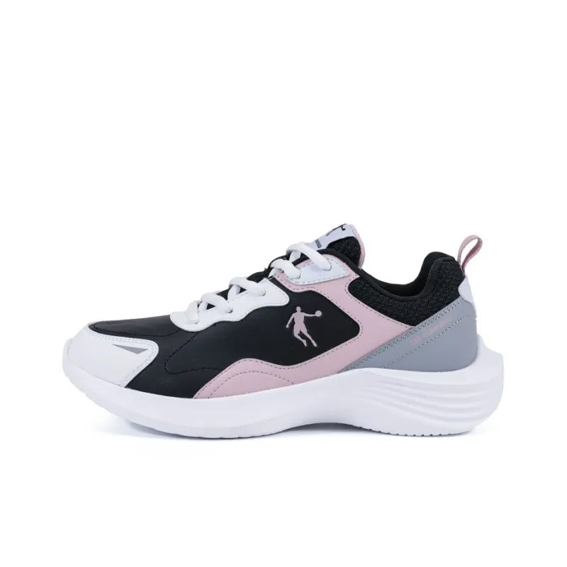 QIAODAN Slip Resistant Water Resistant Low Top Running Shoes Women's White Black-0