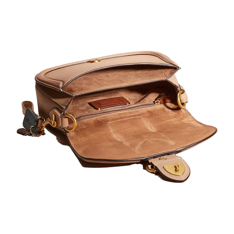 COACH Beat Glove Tanning Saddle Bag Shoulder Bag Crossbody Bag Medium Size Women's Taupe-2
