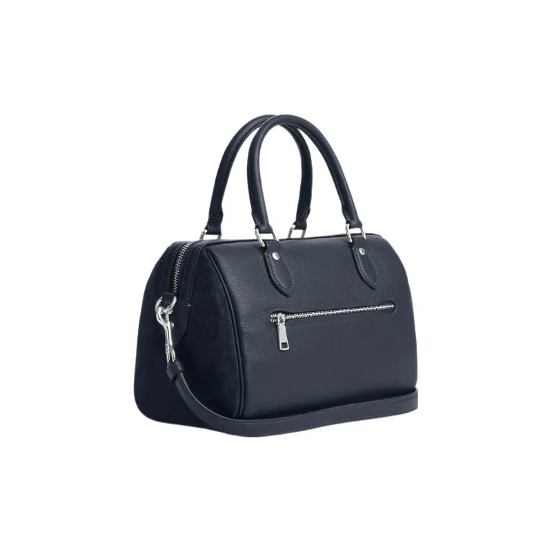 COACH Rowan Leather Boston Bag, Handbag, Shoulder Bag, Crossbody Bag Medium Size Women's Blue-1