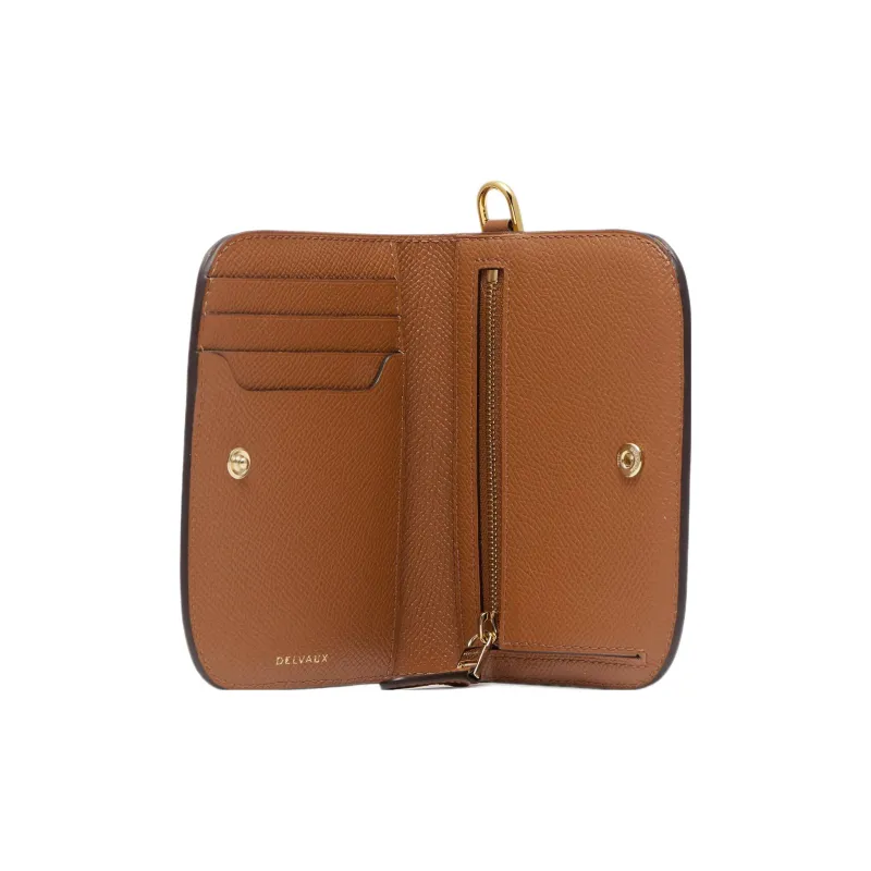 Delvau Alpina Calf Grain Calfskin Wallet Regular Women's Brown-3