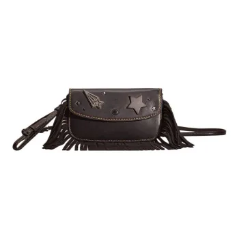 COACH Clutch Glove Tanning Saddle Bag Shoulder Bag Crossbody Bag Small Size Women's Black