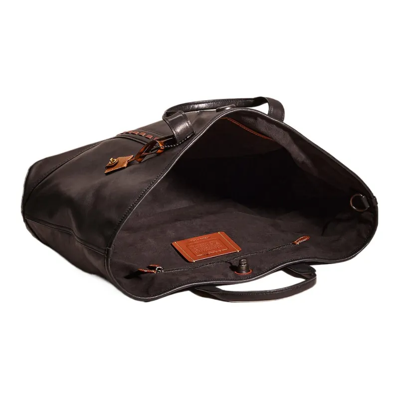 COACH Turnlock Calfskin Tote Shopping Bag Tote Bag Handbag Large Size Women's Black-2