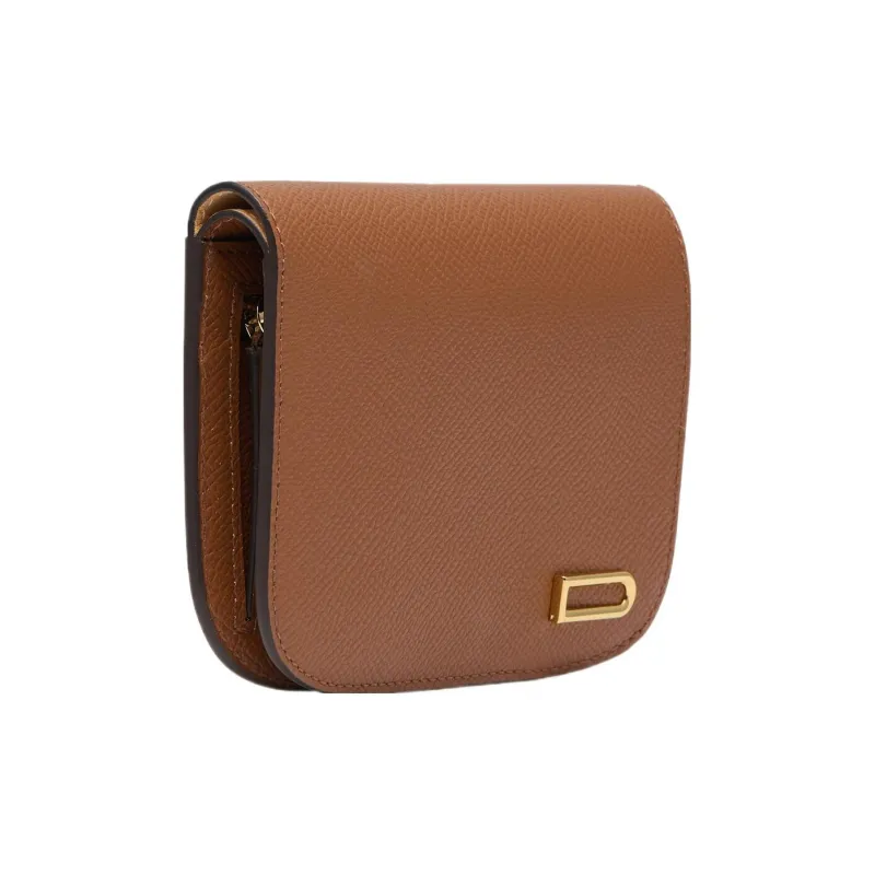Delvau Alpina Calf Grain Calfskin Wallet Regular Women's Brown-1
