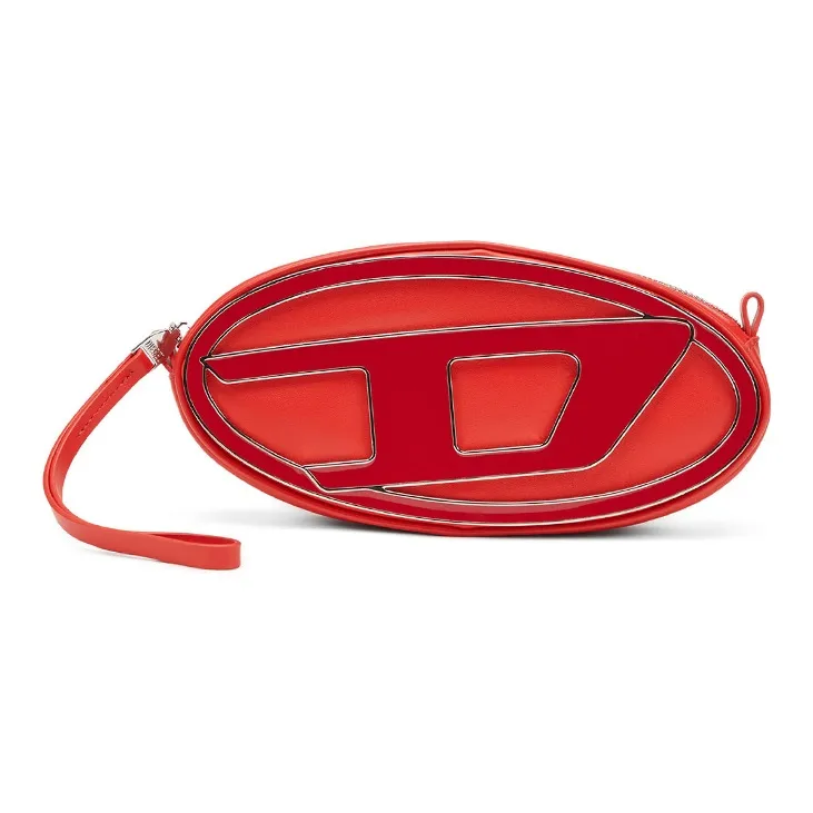 DIESEL Cow Leather Wrist Bag Clutch Shoulder Bag Crossbody Bag Small Size Women's Red-0