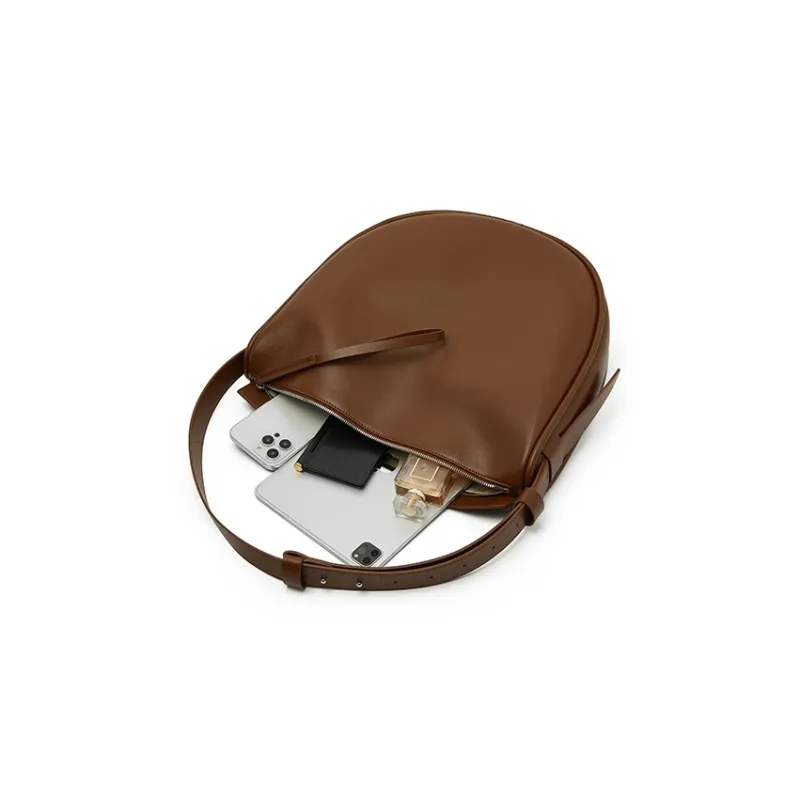 CHICWIND Cow Leather Underarm Dumpling Bag Shoulder Bag Women's Black, Macchiato Color-7